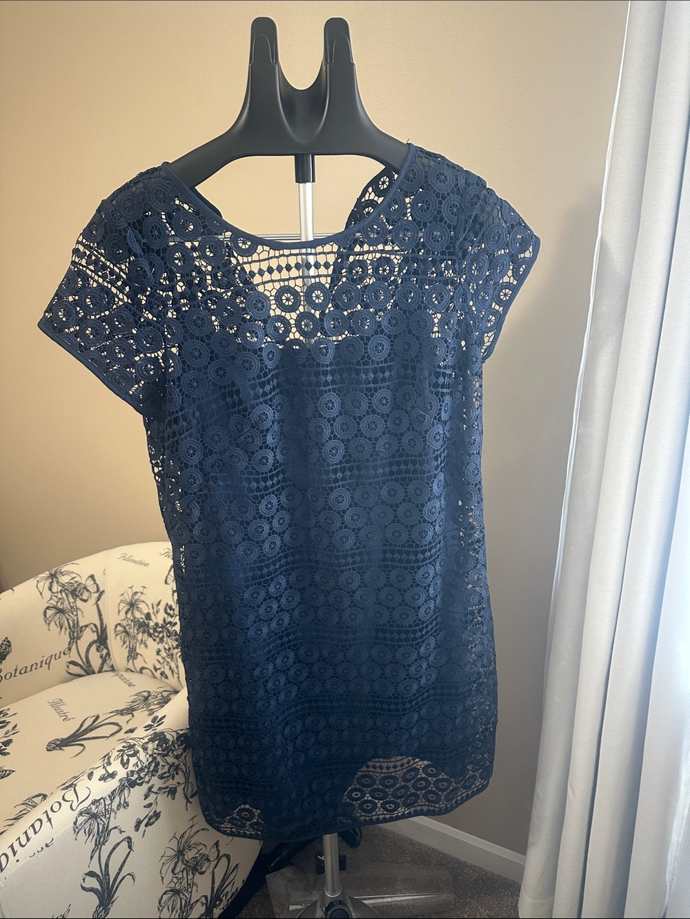 LOFT Navy Blue Crochet Lace Shift Dress